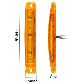 

30Pc Durable Amber 9-LED Truck Trailer Lorry Sealed Side Marker Clearance Light