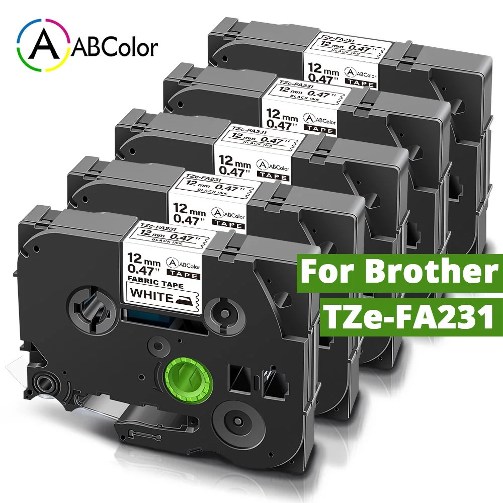 ABColor 5PK лента для этикеток Brother TZe FA231 тканевая железная tze 12 мм P touch Label Maker|Ленты