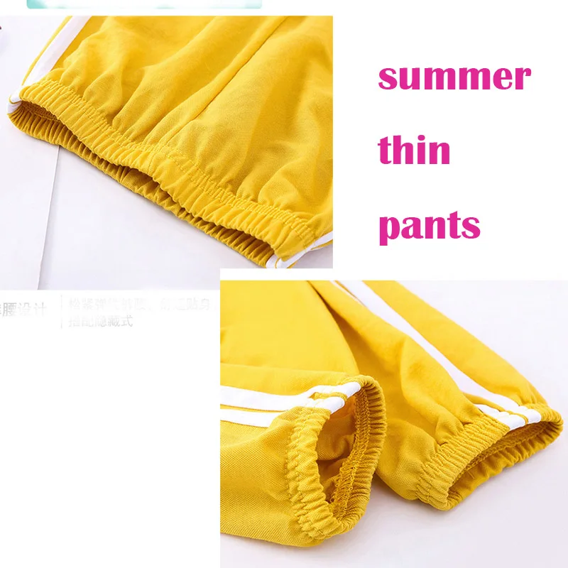 Toddler Kids Pants 2022 Summer Candy Color Harem Pants Boys Soft Trousers Drawstring Side Stripe Baby Boys Pants