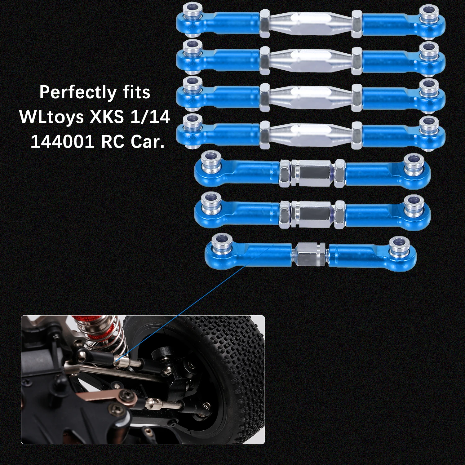 Для WLtoys XKS 1/14 144001 RC автомобиль 7 шт стальные стержни Тяговые из алюминиевого
