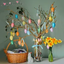 

6ps Easter Tree Decoration Colorful Easter Eggs Pendant Easter Party Decor for Home Hanging Plastic Painted Egg Kids Easter Gift