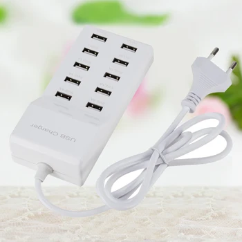 

10 Ports USB Charger Phone Tablet USB Device Travel Desktop Charger Hub Power Supply US Plug EU Plug