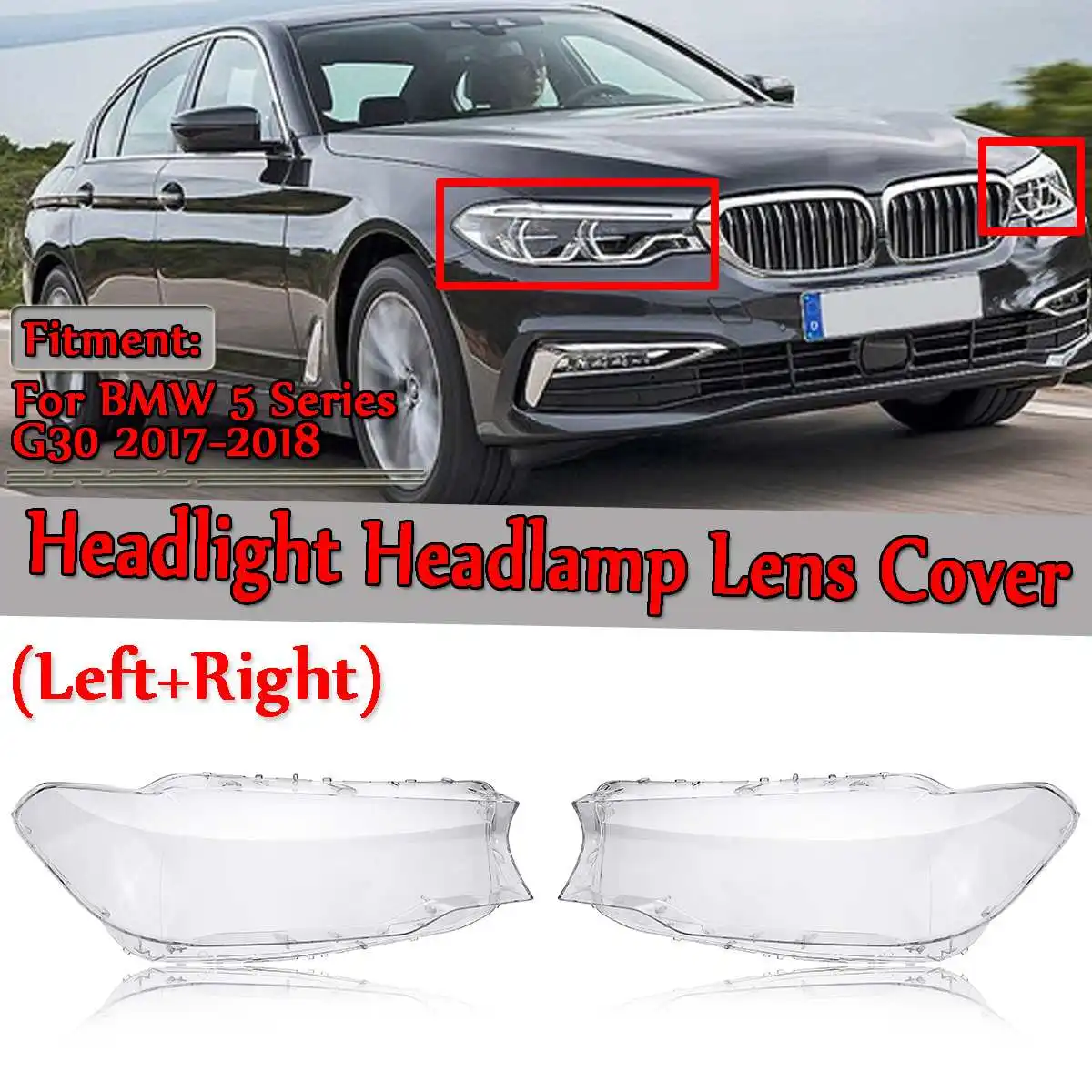 

Car Front Bumper Headlight Headlamp Lens Cover Shell Case Replacement Left / Right For BMW 5 Series G30 2017-2018