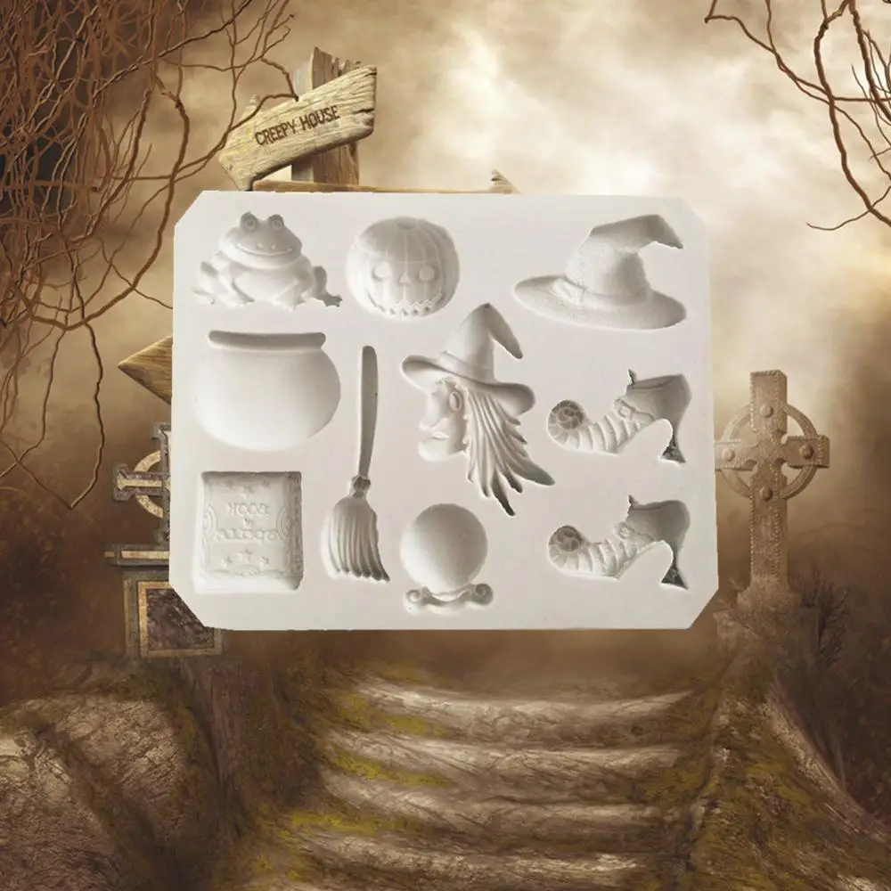 Вечерние силиконовые формы для торта в форме шляпы ведьмы на Хэллоуин, инструменты для выпечки сахара из полимерной глины, кухонные кондитерские изделия