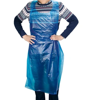 

100Pc Blue Disposable Cleaning Apron Neutral Outdoor Camping PE Apron Cooking Hygiene Kitchen Cleaning Apron