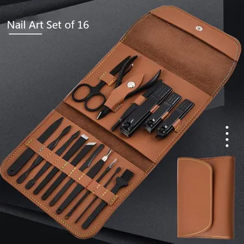 

16pcs/set Folding Bag Nail Clipper Set Stainless Steel Nail Cutter Tool Set Finger Nail Cutter Scissors New