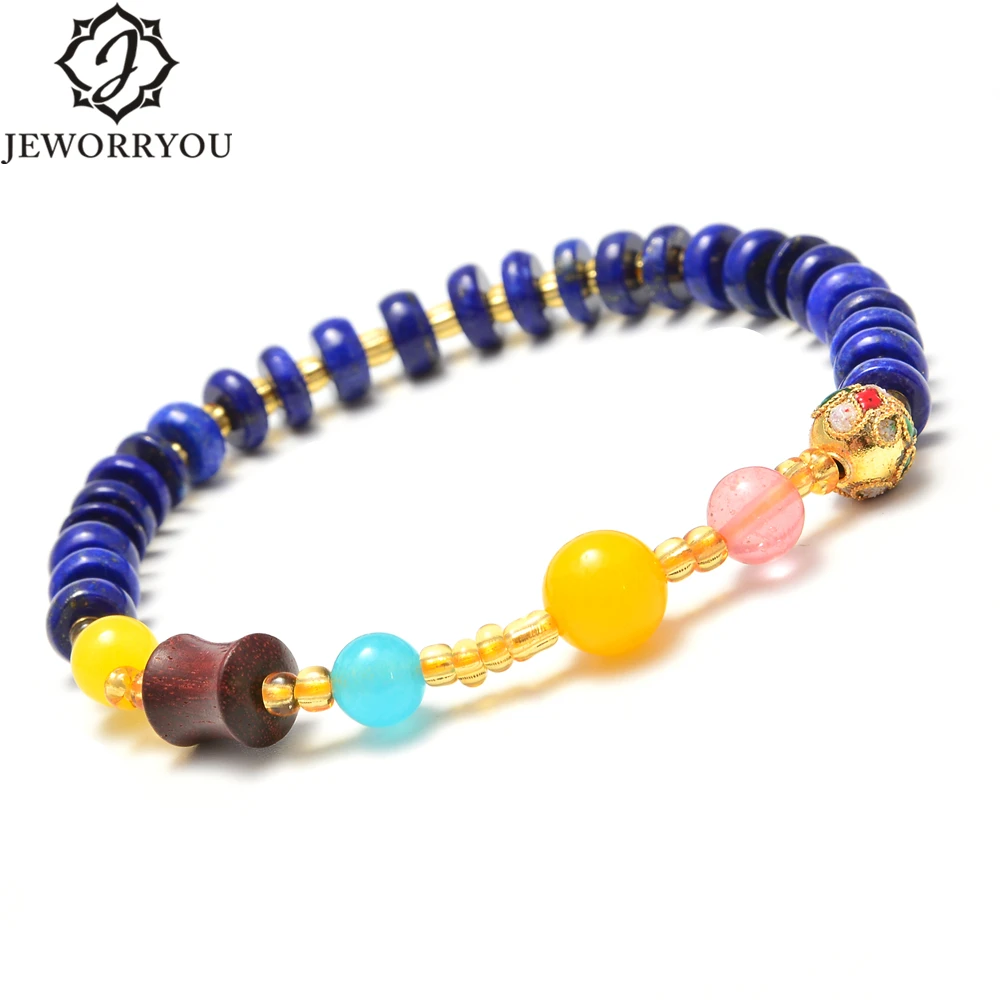

2020 New Fashion Charm Female Bracelet Chakra Stone Lapis lazuli Beads Bracelets & Bangles for Men Punk Jewelry