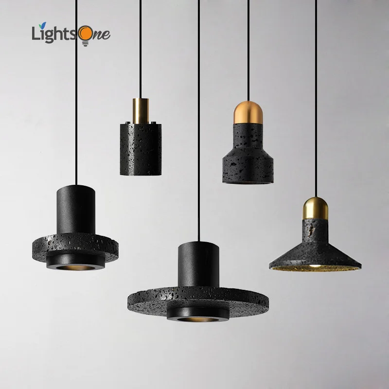 high-end-black-travertine-cement-terrazzo-pendant-light-industrial-wind-post-modern-personality-hat-light