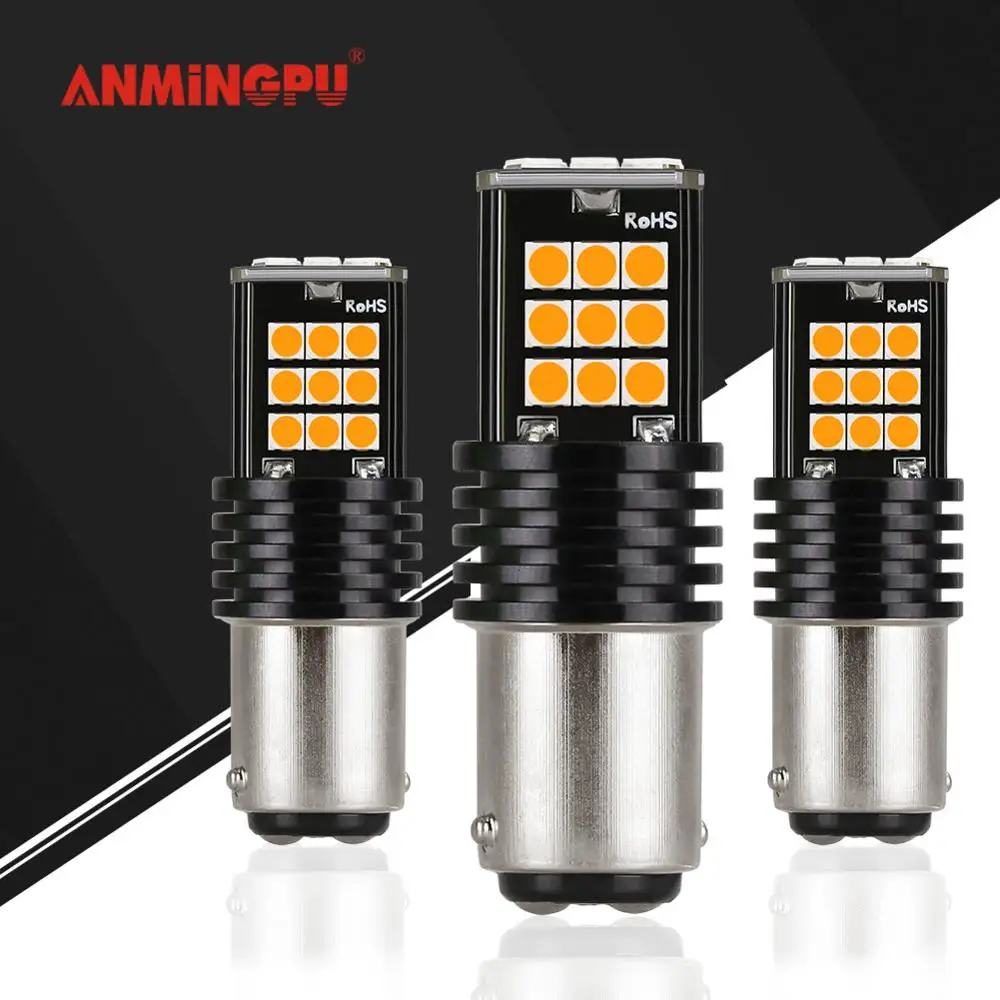 Anmingpu 2x сигнальная лампа 1157 BAY15D светодиодный лампы P21/5 Вт PY21W P21W 1156 Ba15s Bau15s 24 шт. 3030SMD
