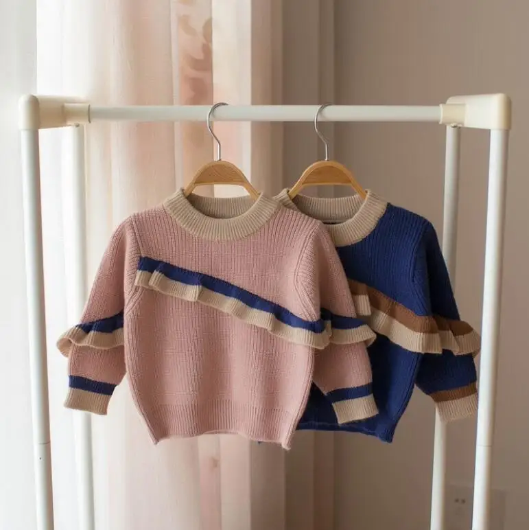 

2019 New Children Baby Fashion Ruffles Sweater, Princess Boutique Knitting Pullovers 5 pieces/lot, Wholesale