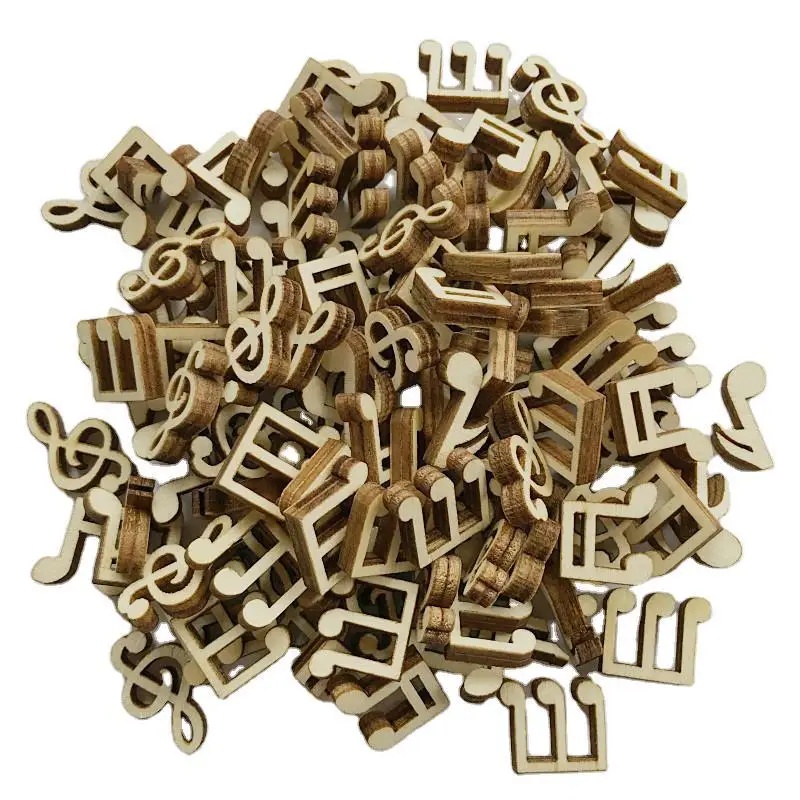 

100pcs Music Notes Wood Cutouts Music DIY Craft Embellishments Gift Musical Notes Unfinished Wood Ornaments for Wedding Party