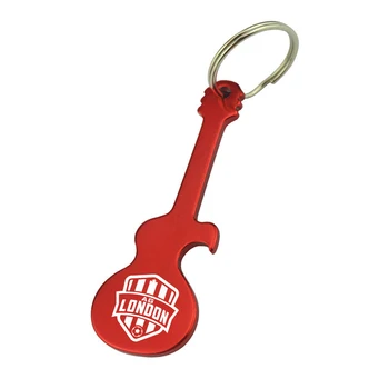 

Guitar Shaped Keychain Bottle Opener Custom Logo Promotional Gift Metal Aluminum Guitar Key Chain Beer Bottle Opener Party Favor