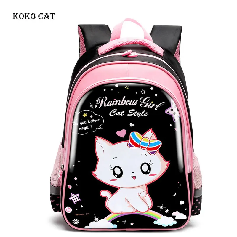 Black Cat Pringting Princess Backpack Waterproof Girl School Bags Large Capacity Children Daypack Mochila Infantil Escolares