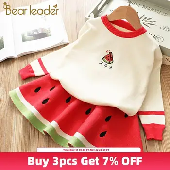 

Bear Leader Girl Clothes Set New Spring Winter Kids Girl Clothing Long Sleeve Cute Fruit Pattern Children Suit Knitted Outfits