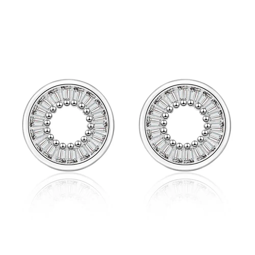 18K White Gold Vintage Round Shape Earrings Zircon Diamond Earings Cocktail Party | Украшения и аксессуары