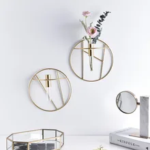 Нордическая Геометрическая круглая форма стекло железо золото стенная ваза висячий цветочный горшок для дома Свадебные украшения Аксессуары для гидропоники