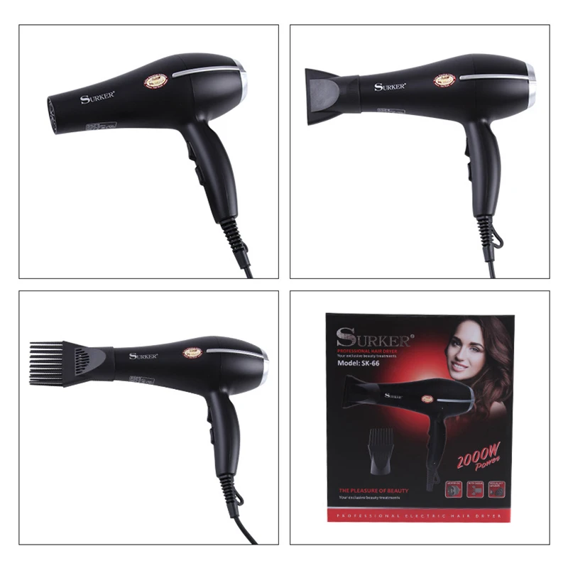 Surker Sk-66 2000W Powerful Professional Salon Hair Dryer Negative Ion Blow Dryer Electric Hairdryer Hot/Cold Wind Hair Dryer