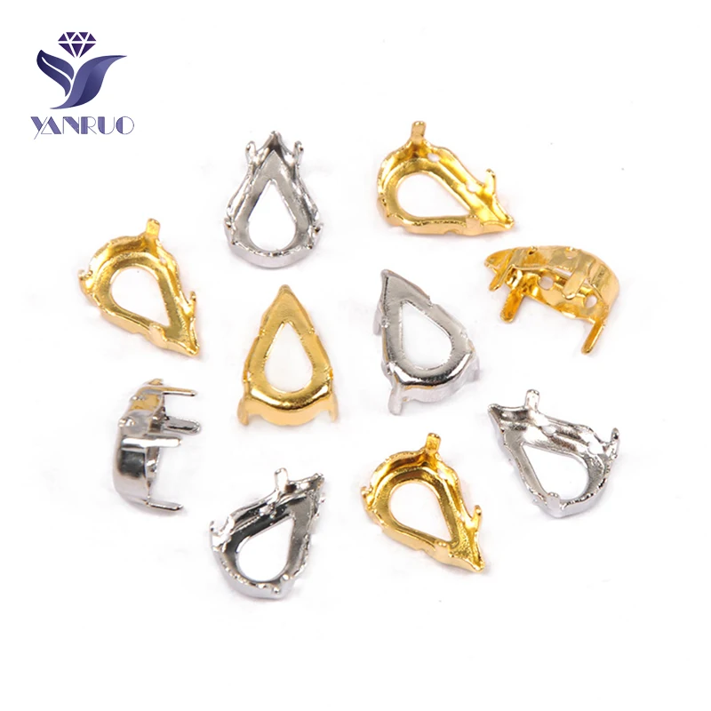 

YANRUO 4300 грушевидная медь настройки DIY шитье Серебро Золото страз в форме когтя Стразы Кристалл ювелирный элемент