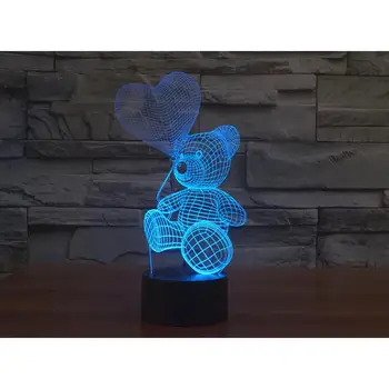 

Baby Teddy Bear Hold Love Heart Balloon 3D USB LED Lamp Table Night Light Home Room Decor Kids Toy Christmas Gift Beside Lamp