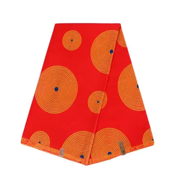 

2019 New Design Circular Pattern Print Red Fabric African Fabric African Real Wax 6Yard