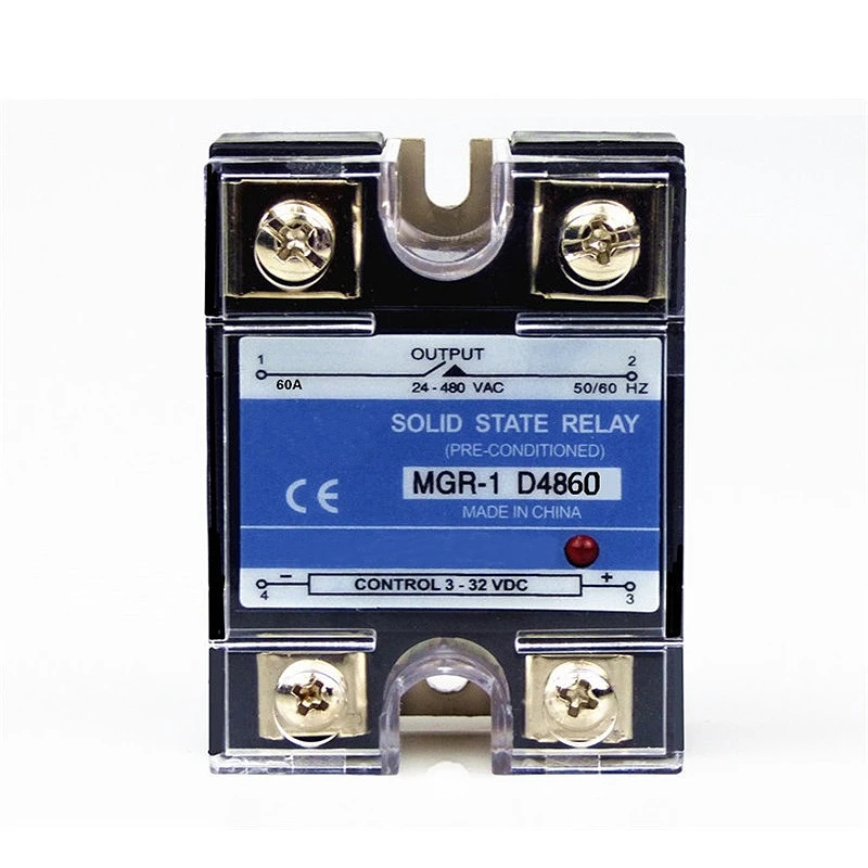 

HOT-Ssr 60A 3-32V Dc To 24-480V Ac Single Phase Solid State Relay Dc Control Ac Mgr-1 D4860 Load Voltage