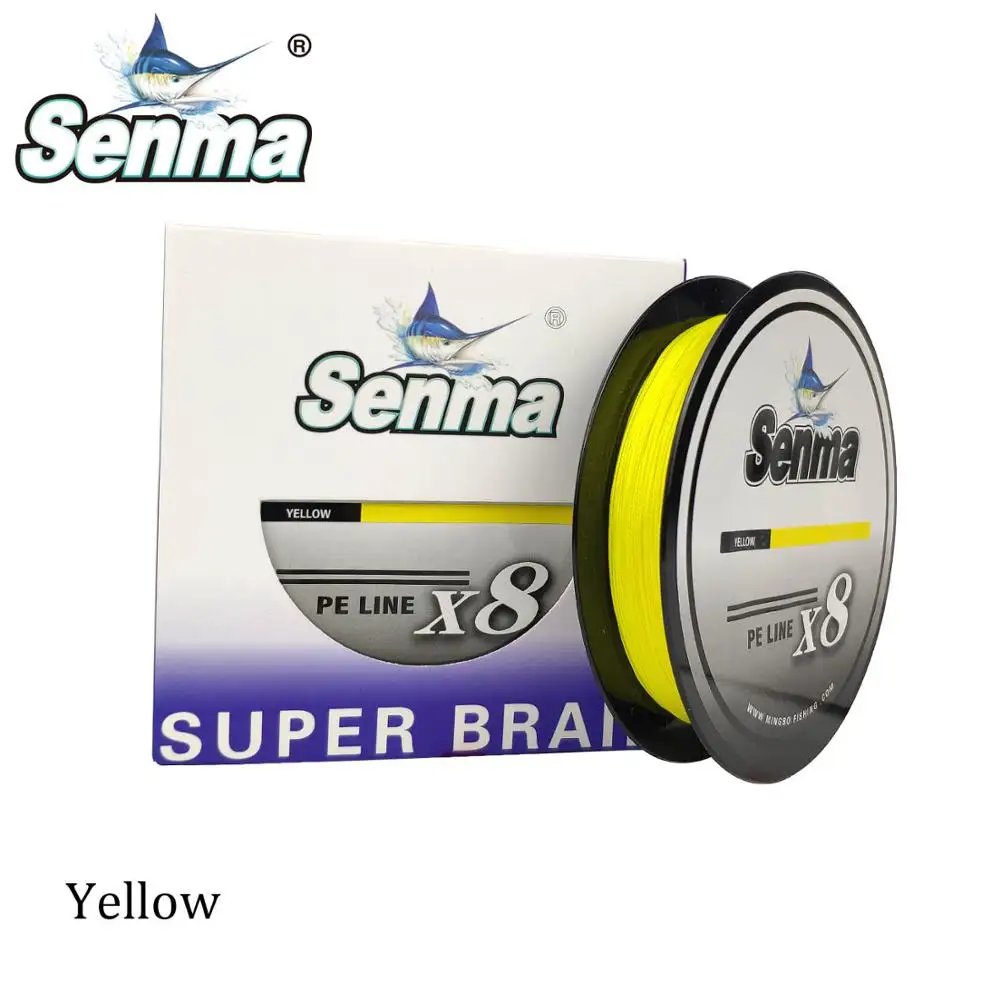Yellow Линия поддержки Senma, многоцветная плетеная леска, 8X300 м, 500 м, PE леска, 8 нитей, 10-80 фунтов, многофиламентная леска - Цвет: Yellow