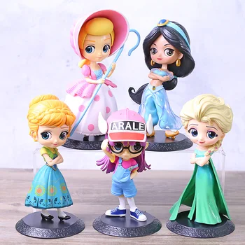 

Q Posket Dolls Queen Elsa Princess Anna Jasmine Bo Peep Arale Norimaki PVC Figure Brinquedo Toys