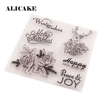 

Merry Christmas Silicone Cookie Cutters Winter Wishes Cake Silicone Stamp Sticky Happy Holiday Decorating Bakery Cutter Tools