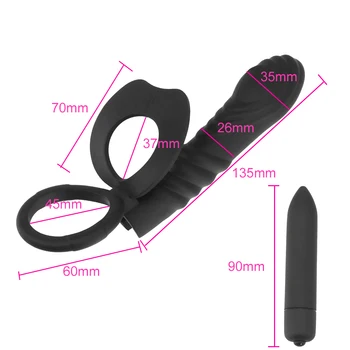 OLO Bullet Vibrator Strap On Dick Penis Double Penetration Anal Plug Vagina Plug Dildo Butt