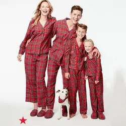 Рождественский семейный пижамный комплект, Рождественская одежда, костюм для родителей и ребенка, красная домашняя одежда для сна, новые