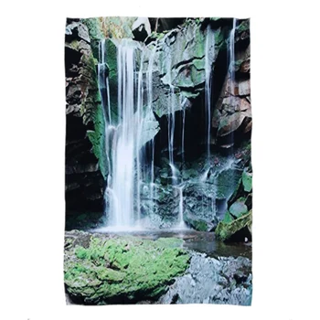 

Rocky Waterfall Pond Runoff Scenic Nature Picture Wall Hanging Tapestry, Green+White