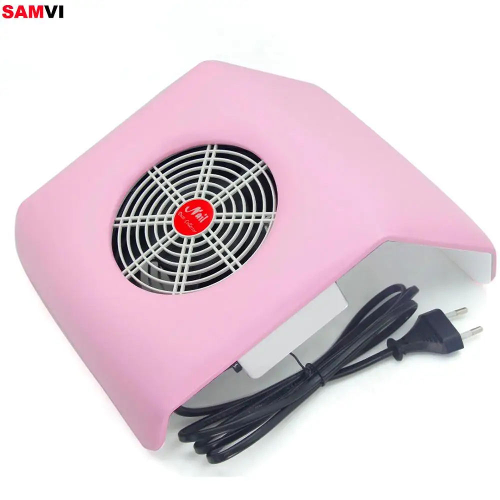 SAMVI 40 Вт 3 вентилятора ногтей всасыватель, пылесборник большой Размеры сильный пылесос для ногтей машина низкий уровень шума с 2 сумки инструмент для салона - Цвет: 30w Pink