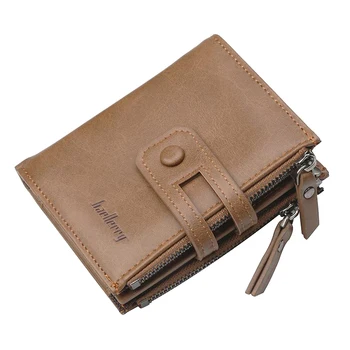 

Bag Men's Wallet Leather Double Zipper Card Holder Brand Men's Short Bag Change Bag Retro