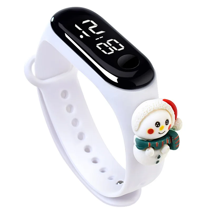 

2021 New Fashion Design LED Watch For Children Christmas Cute Cartoon Pattern Watches Santa Pattern Wristband Gifts For Kids