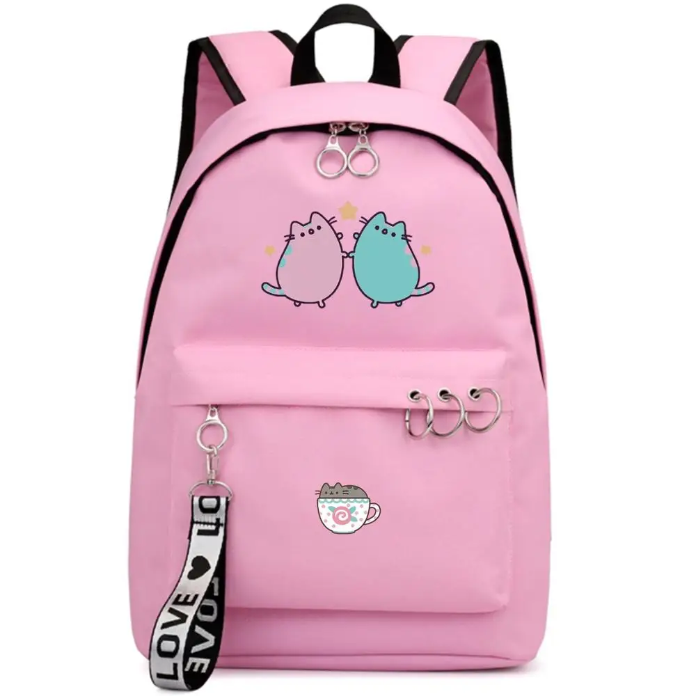 Мультфильм Единорог кошка розовый рюкзак школьные сумки Mochila дорожные сумки ноутбук кольцо с изображением ленты рюкзак в форме круга розовый черный - Цвет: Style 4