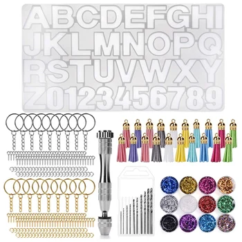 

Epoxy Resin Mold Key Chain Resin Mold with Key Chain Tassel and Pin Clamp Set for Making Key Chain/Door Number