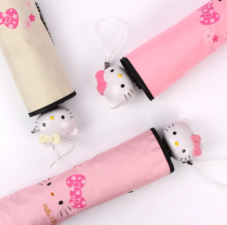 

5pcs/lot cartoon cat kawaii Folding Umbrella Rain Women Umbrellas Rain Black Coating 10K Parasol girls birthday party favors
