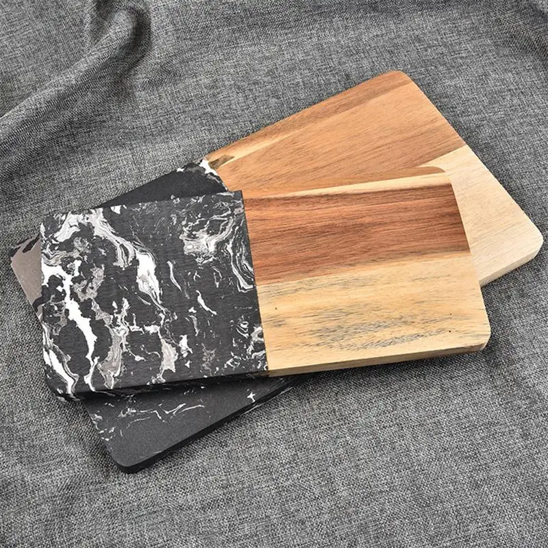 Мраморная деревянная разделочная доска макетная разделочная доска для овощей, мяса, пиццы, стейка, хлеба, фруктов