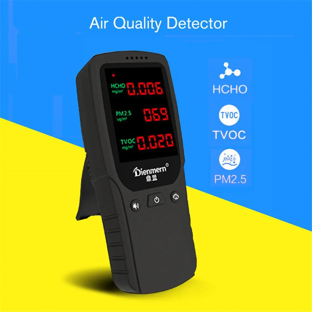 PM2.5/CO2/TVOC/тестер формальдегида AQI анализатор качества воздуха детектор Контроль температуры и влажности домашний счетчик смога