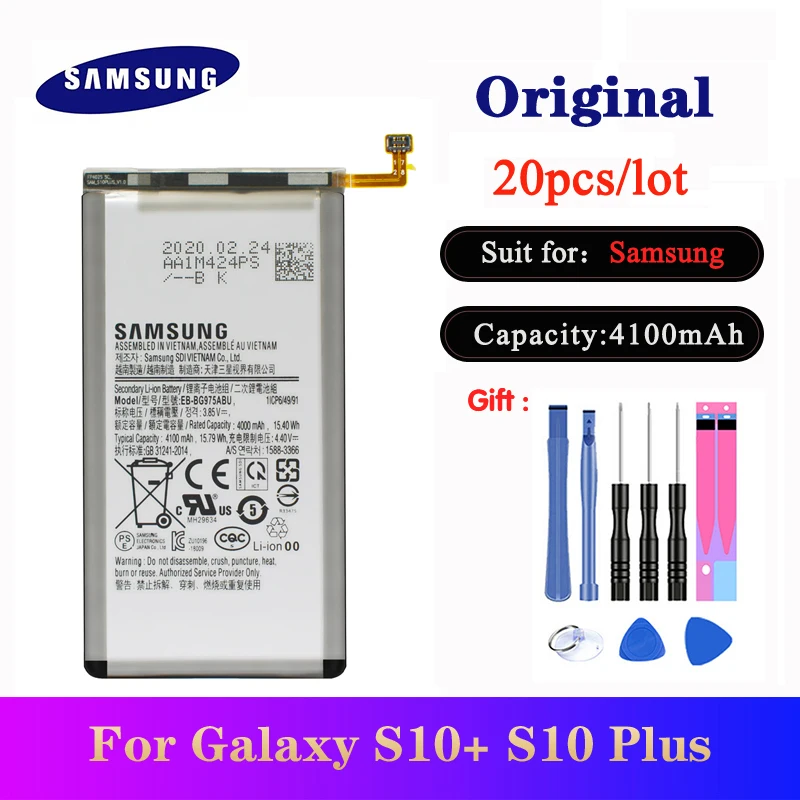 20pcs/lot EB-BG975ABU Battery for Samsung Galaxy S10+ S10 Plus SM-G975F G975U G975W G9750 Original Bateria 4000mAh | Мобильные