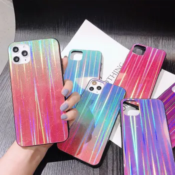 

Laser Tempered Glass Phone Case For iphone 11 Pro Gradient Colorful Cover Shell Luxury Hard Back Case For iphone XR XS Max 6 7 8