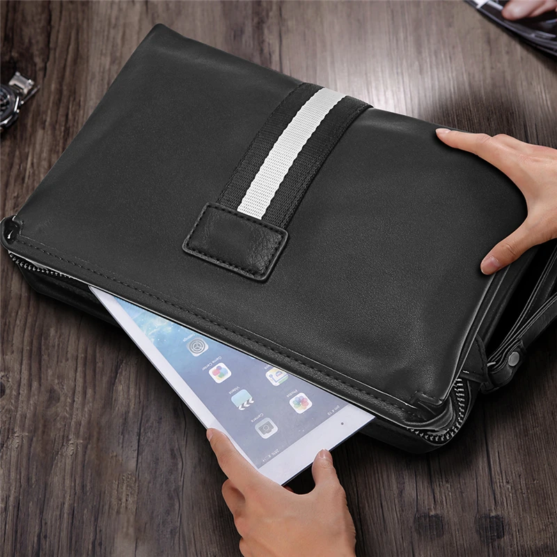 Car Leather Men's Handbag Clutch Bag Zipper Storage Wallet For BMW VW Audi Tesla Ford Toyota Mini Volvo Lexus Nissan