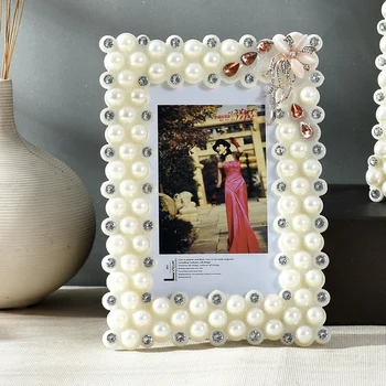 

Retro Wind Photo Frame Set-Up Pearl Personality Living Room Decoration Room Desktop Swing Table Wedding Photo Frame 6 7 8inch