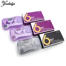 Kit rullo Derma Microneedle 6 in 1 tricolore per viso e corpo titanio Dermaroller Micro ago rullo facciale strumento per la cura della pelle