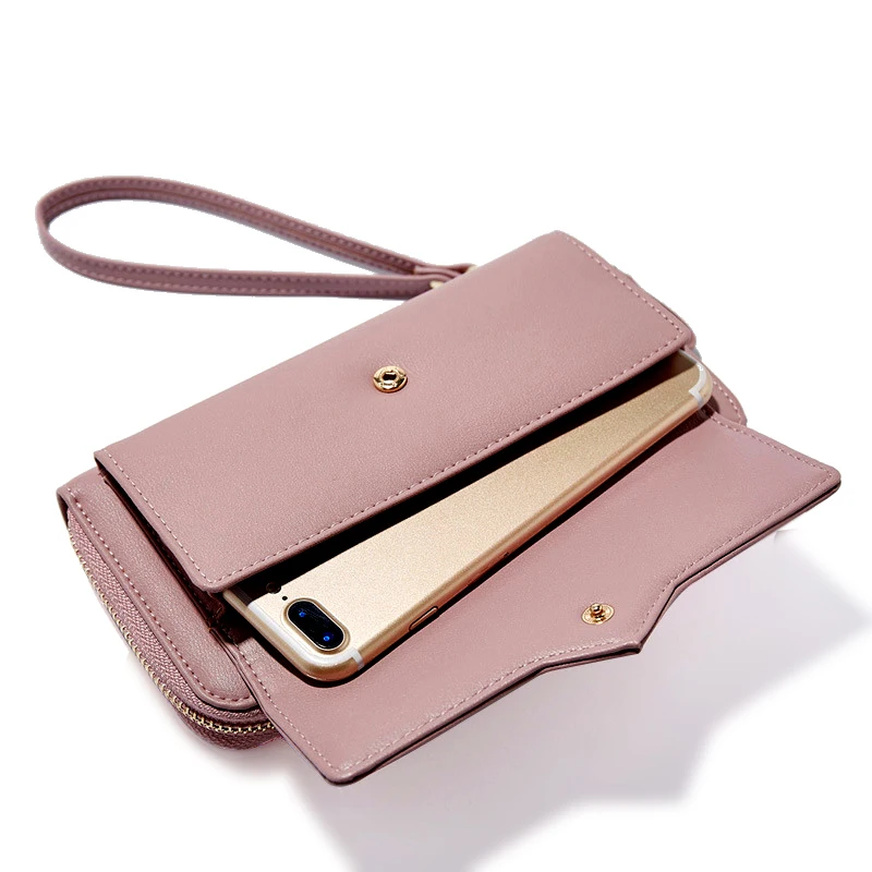 

2019 New Women Leather Wallets Female Long Design Solid Purses Woman Phone Cion Card Holders Ladies Big Capacity Clutch Carteras