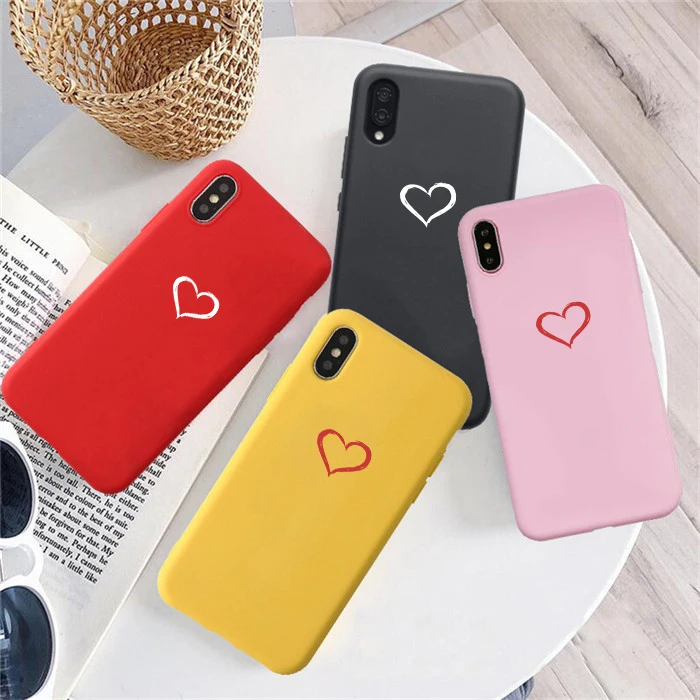 

Love Heart Pattern Phone Cases Cover For Iphone 6 6S 7 8 Plus XS Max XR X Soft TPU Silicone Ultra-thin Simple Back Cover