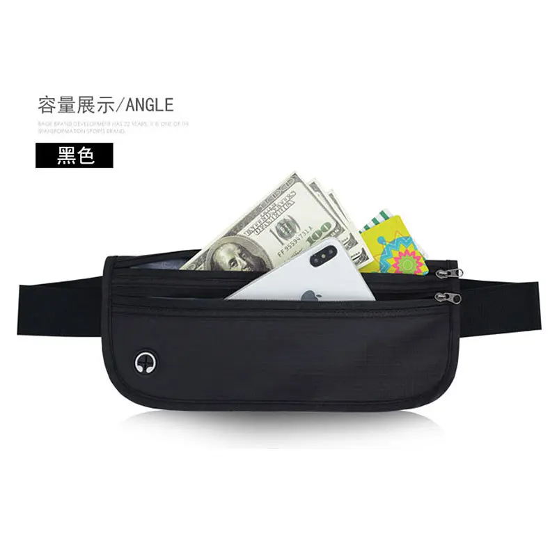 

Factory Wholesale Outdoor Sports Waist Pack Ultra-Thin Body Hugging Anti-Theft Documents Passport Bag Multi-functional Mobile Ph