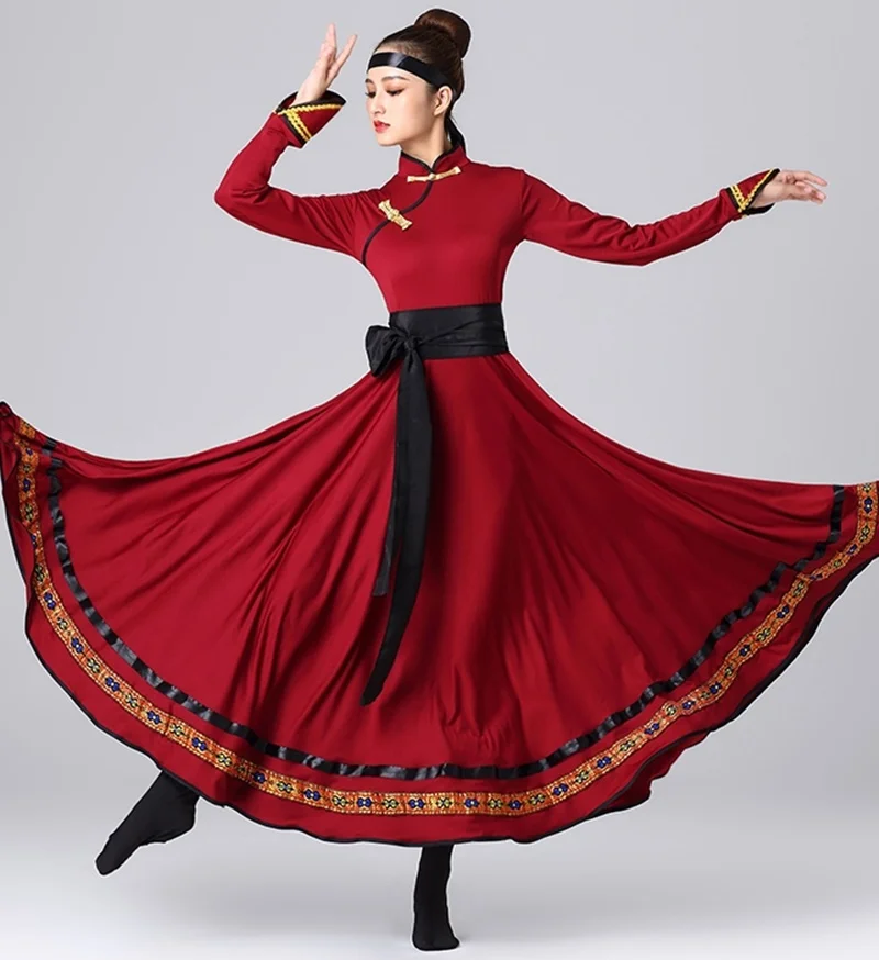 Mongolian Costume Clothes Chinese Folk Dance Costumes Clothing Dress Stage Dance Wear Performance Mongolian Dress TA2130