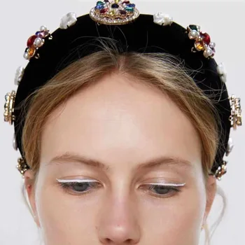 

DUOJIAOYAN New Stone Headwear Luxury Rhinestone Hairband Imitation Pearl Hair Accessories Women Palace Restore Baroque Headband