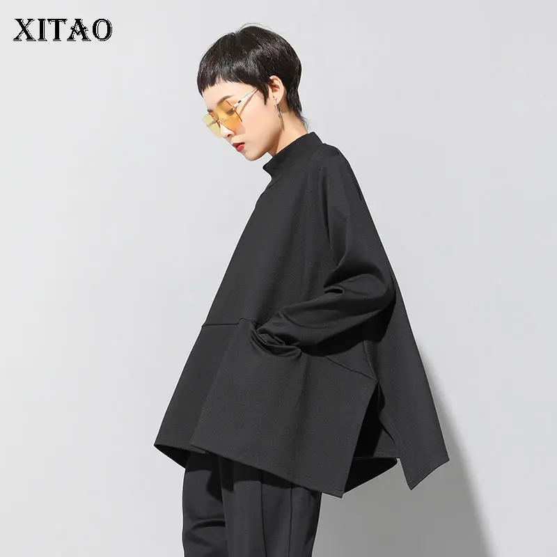 XITAO, Западная водолазка, футболка для женщин, версия слова, Сплит, женские топы, модные, черные, Harajuku, Осень-зима, футболка DMY1142